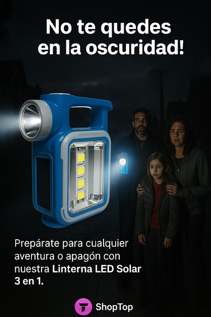 🔦 Linterna Led Solar Emergencia 3 En 1 – Multifuncional y Ecológica